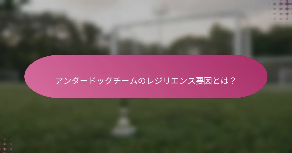 アンダードッグチームのレジリエンス要因とは？